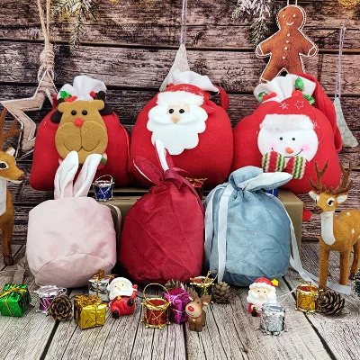 Chinese New Year Bridal Party Gift Candy Drawstring Red Bag Bunny Rabbit Ears Sack Velvet Easter Bags