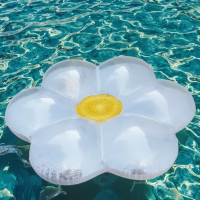 Factory Customized PVC Inflatable White Flower Water Floating Pool Float 160cm Custom Logo Outdoor/Indoor Beach Use Hot Sale