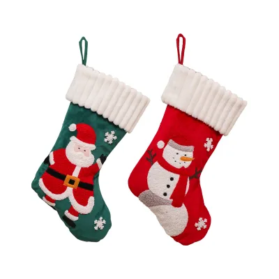 New Christmas Large Embroidered Santa Claus Snowman Christmas Socks Decoration Gift Socks