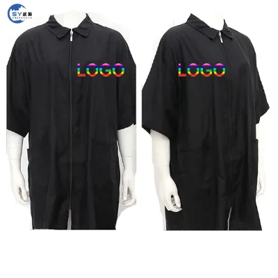 Custom LOGO Hair Dye Clothes Short Sleeve Hair Smock with Waterproof Fabric and Practical Pocket for Salon Jacket