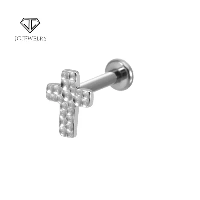 ASTMF136 Titanium Fine Jewelry Simple Cross Earrings Tiny Shiny Body Jewelry for Women's Daily Wear Wedding Engagement
