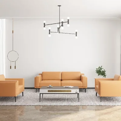 Xipi Office Sofa European Design Style Minimalist Wooden Steel Leather Modular Sectional Living Room Hotel School Outdoor Use