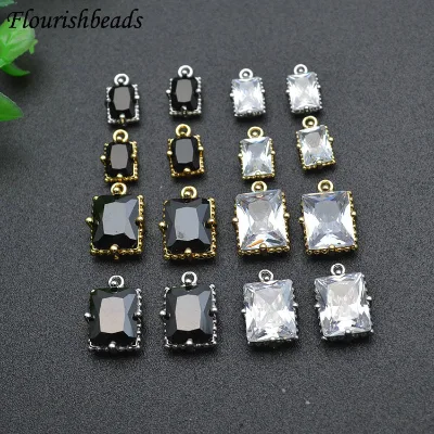 Good Quality Natural Crystal Metal Brass Rectangle Square Shape Charms Pendant for Women Men Jewelry Necklace Bracelet Making