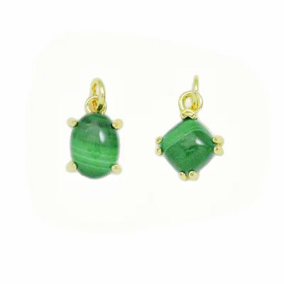 Trendy Mini Malachite Pendant Jewelry Gold Filled Stone Green Charm Pendant Accessories DIY Necklace Bracelet Earring Jewelry