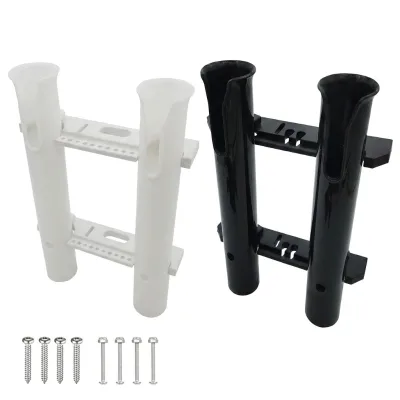 Boat Nylon Fishing Rod Holder 2 Tubes Flush Mount Bracket Rack White/Black Detachable Marine Accessories