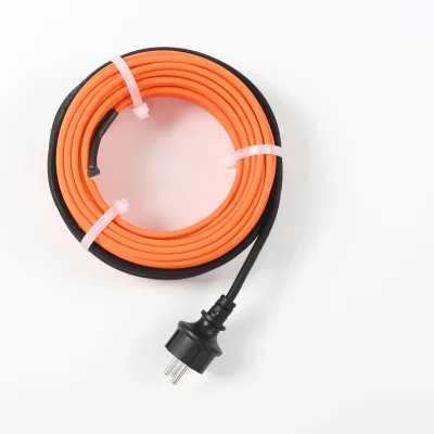 230V Twin Conductor Tinned Copper Braid Shielded Heating Cable for Concrete Curing Outdoor Snow Melting Pre-Assembled Plug
