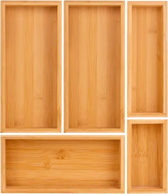 Wooden Storage Organizers Bamboo Wood Box Set