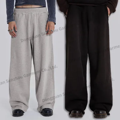 New Design Relaxed Fit Oversized Wide Leg Sweatpants Heavyweight Sweatpants Raw Hem Joggers Pants