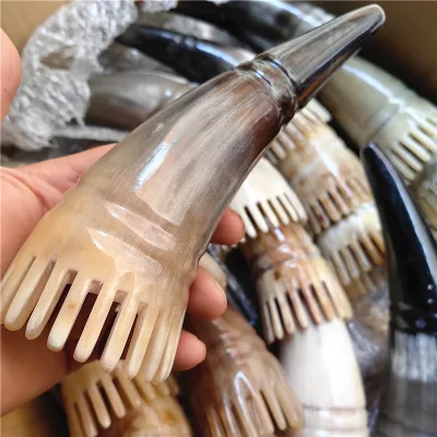 Horn Comb Consumption Horn Head Therapy Massage Hair Brush Large Teeth Wide Teeth Anti-hair Loss Acupoint Device