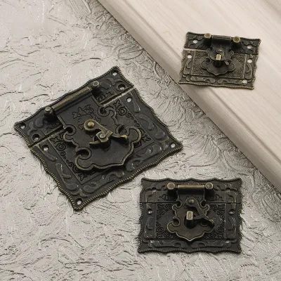Antique Chinese-Style Zinc Alloy Box Clasps, Vintage Gift Box Clasps, Wine Box Clasps, Die-Cast Lock Clasps, Buckles for Luggage