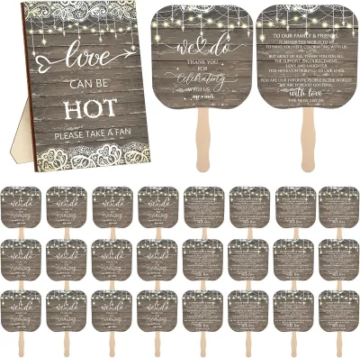 Wholesale Cheap Custom Printing and Shape Paper Hand Held Fan With Wood Handle for Events
