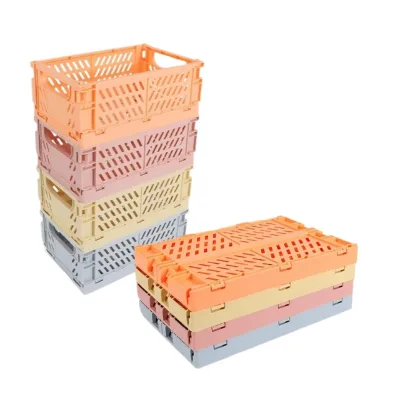 Multi Size and Multi-color Folding Plastic Storage Basket, Folding Tool Storage Box
