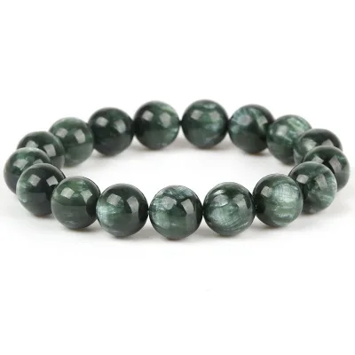 High Quality 8mm & 6mm Seraphinite Bead Bracelet Custom Semi-Precious Classic Style Ball Pattern for Gift