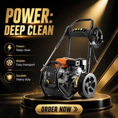 New 150Bar 2200Psi Triplex Pump Stainless Steel High Pressure Cleaner Gasoline Pressure Washer for Car Wash Shop & Optics