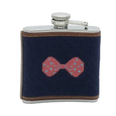 Bowtie Needlepoint 5oz Hip Flask
