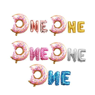 One-Year-Old Birthday Party Celebration Accessory Donut-Shaped Foil Balloons
