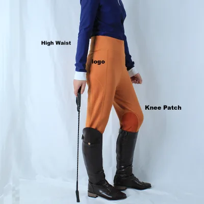 Custom EVS High Waist Denim Slim Fit New Arrival High Quality Equestrian Breeches Silicon-Grip Knee Patch Riding Horse Clothing