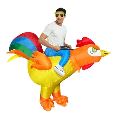 Blow up Chicken Ride on Rooster Costume Inflatable Adult Halloween Costumes for Halloween Funny Riding Costume Cosplay Party