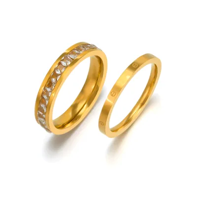 Exquisite Wedding Engagement Finger Ring Fashion Jewelry Stainless Steel Cubic Zirconia Ring