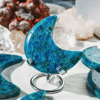 Wholesale Polished Crystals Healing Stones Natural Blue Apatite Moon Crystal Stones for Sale
