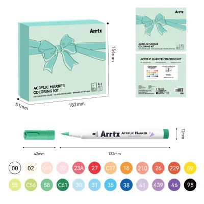 24 Color Acrylic Paint Marker Set for Rock Wood Glass Canvas DIY Craft Beginner Coloring Kit AAPS-0105
