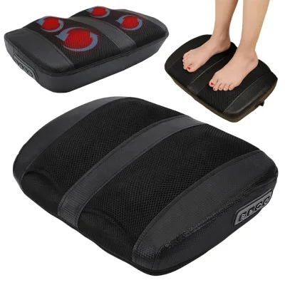 Electric Breathable Relaxation Black Heated Shiatsu Heated Foot Massager Mat for Home Use