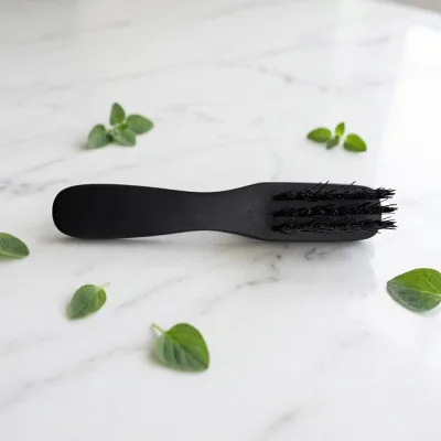Black Wooden Handle Nylon Bristle Beard Brush Men's Grooming Brush for Beard  Hair