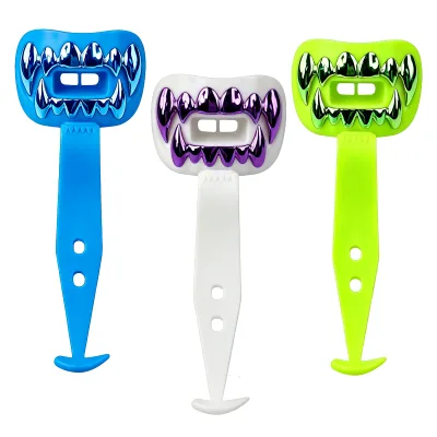 Chrome Metallic 3D Fangs Football Mouth Guards for Youth and Adults Rugby Teeth Protector Silicone Football Mouthpieces