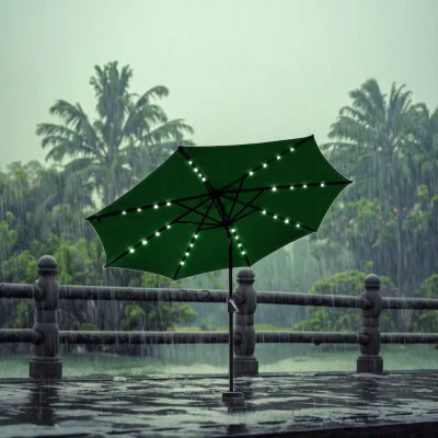 Contemporary Patio Cafe Inverted Umbrella Used Garden Roman Market Solar Energy LED Light Folding Used Roman Market Folding
