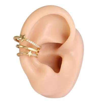 Women's Ear Clip Non-Pierced Ear Cartilage Clip-On Wrap-Up Earrings Gold Plated Small Simple Exquisite Handmade  Jewelry Gift