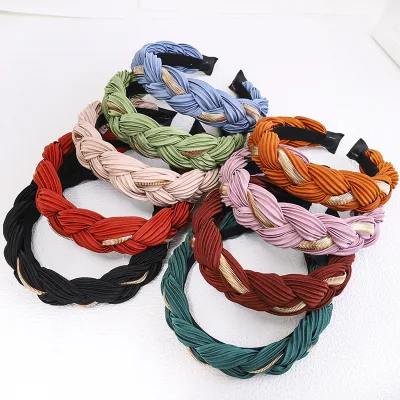 Luxury Baroque Vintage Headbands With Crystal Pearl Wide Fabric Hairbands Hair Hoop Accessories