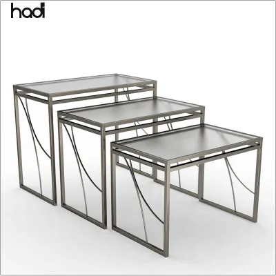Wedding Decoration Buffet Table Equipment Rectangular Catering Tables New Designs Black Tempered Glass Top Buffet Table for Sale