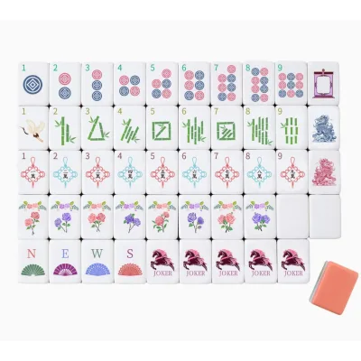 Trendy Luxury Blush Lavender Coral 4-Layer Acrylic Mahjong Poker Set 160 Tiles Cute Engraved Patterns Eco-Friendly Entertainment