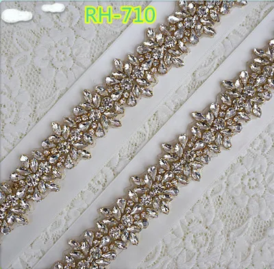 Sparkling Sew on Big Whole Piece Crystal Decorative Appliques Trims for Wedding Dresses