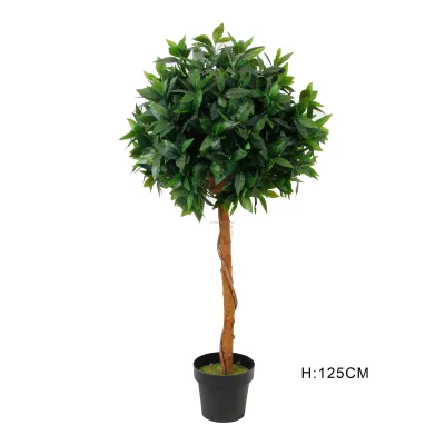 Factory Wholesale Cheap Price Greenery Faux Topiary Ball Fake Bay Tree Artificial Tree in Pot for Home Privacy Backyard Decor