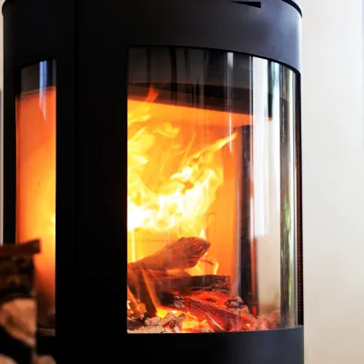 Top-floor Villa Real-flame Wood-burning Fireplace Indoor Use for Villas B&Bs Homes Studies; Three-sided Glass-fronted Heater
