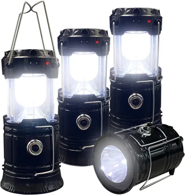 Collapsible Portable LED Camping Lantern Flashlight Lightweight Waterproof Solar/USB Rechargeable 4-Pack for Camping Home