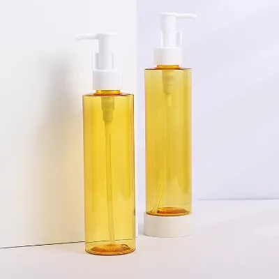 100ml 120ml 150ml Flat Shoulder PET Makeup Remover Bottle with Oil Pump for Cleansing Facial Wash