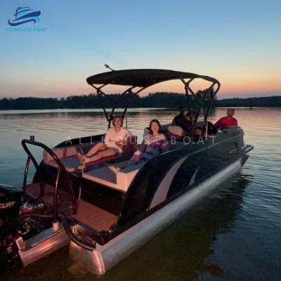 25ft Allhouse Picnic Cruiser Aluminium Pontoon with Custom Logo, Grill Nook & Swim Ladder