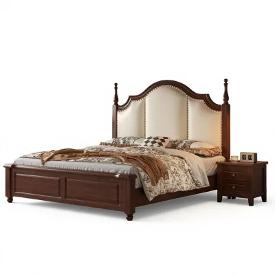 American-style Solid Wood Bed Chinese-made Model S625 Upholstered Bed Master Bedroom 2-meter King-size Bed Bed Wooden Bed