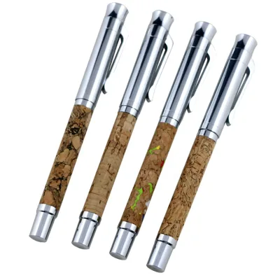 Classy Ecological Soft Wood Pen Cork Biodegradable Fountain Pen with Glossy Plated Pen Parts