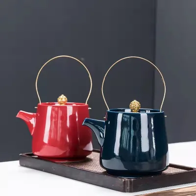Ready for Shipping Chinese Ceramic Teapot 290ml Kung Fu Tea Pot with Strainer Household Loop Handle Mini Teapot with Filter