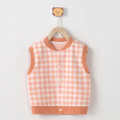 Newborn Baby Vest Spring Wear Cotton Knit Diamond Printing Manufacturers Wholesale for Boy and Girl Babies