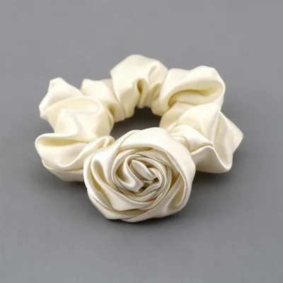Factory Wholesale 100% Mulberry Silk Rose Hair Band Custom logo Silk Scrunchies with Gift Box