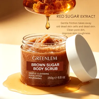 GREENLEM BROWN SUGAR BODY SCRUB POWDER EXFOLIATING NOURISHING GENTLE CLEANING for DRY SKIN Private Label