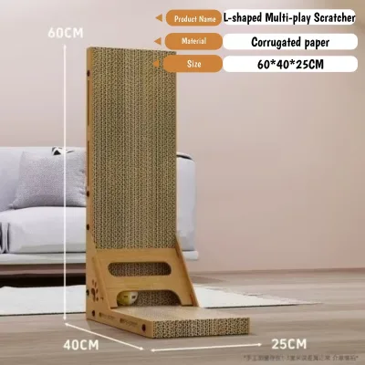 Vertical Wall Leaning L Shaped Cat Scratcher for Space Saving