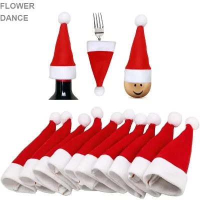 Party Tableware Christmas Decoration Wine Bottle Cover Santa Hat Felt Mini Christmas Hats