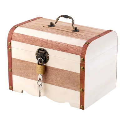 Handmade Small Wooden Piggy Bank Safe Money Box with Number Pattern Coin Saving Coin Bank