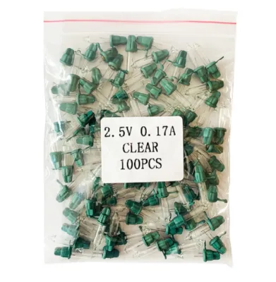 100 Pieces Opp Bag Package Decorative Bulbs Christmas Lights Bulbs 2.5 Volt Green Base for Christmas Tree Holiday Decor