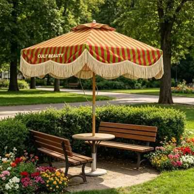Stripped Elegant Parasol Sun Shade Umbrella Sturdy Fabric Decorative Tassel Ceremony Event Venue for Value Pack
